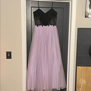 Blondie Nites Black and Lavender Embellished Prom Dress